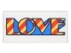 Tile 1 x 2 with Groove with Yellow, Red and Blue &#39;LOVE&#39; Pattern