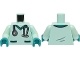 Torso Hospital Scrubs with Dark Turquoise Pockets and Collar and Sand Blue and Silver Stethoscope Pattern / Light Aqua Arms / Dark Turquoise Hands