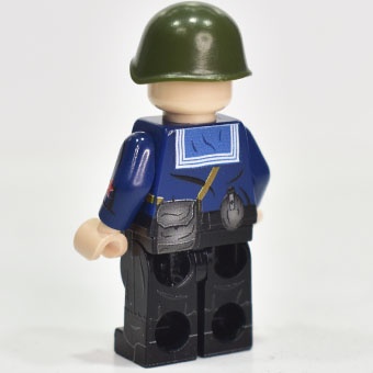 Советский лего солдат морпех, подсумок СВТ-40, каска. Телесный цвет рук и головы/LEGO армия