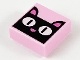 Tile 1 x 1 with Groove with Black Cat Face with White Eyes and Dark Pink Ears and Nose Pattern (3070bpb141 / 6253676)
