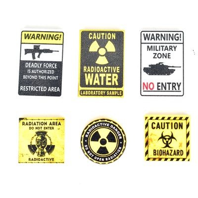 Таблички для военной базы, постап. (danger, do not enter, military base и т.д.) набор деталей 14 шт. не лего.