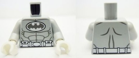 Torso Batman Logo in White Oval with Muscles and White Belt on Front and Back Pattern / Light Bluish Gray Arms / White Hands (973pb1294c01 / 6016130)