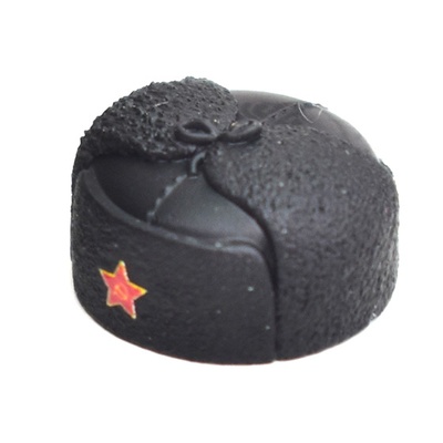 Шапка-ушанка черная со звездой. для лего фигурок На период ВОВ. G Brick Design