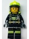 Fire -  Fireman Clemmons, Reflective Stripes with Utility Belt, Black Legs, Neon Yellow Fire Helmet, Trans-Black Visor, Sideburns (cty1358)