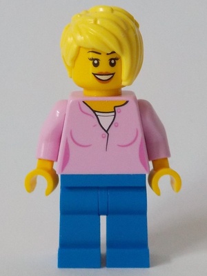 Toy Store Owner - Bright Pink Female Top, Blue Legs