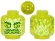 Minifigure, Head Alien Ghost with Yellowish Green Face, Bushy Eyebrows, Angry and Flames in Back Pattern - Vented Stud