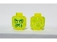 Minifigure, Head Alien Ghost with Yellowish Green Face, Slime Mouth and Flames in Back Pattern - Hollow Stud